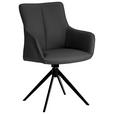 ARMLEHNSTUHL  Sitzfläche 360° drehbar, inklusive Armlehnen  Echtleder  - Schwarz, Design, Leder/Metall (64/87/60cm) - Novel