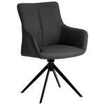 ARMLEHNSTUHL  Sitzfläche 360° drehbar, inklusive Armlehnen  Echtleder  - Schwarz, Design, Leder/Metall (64/87/60cm) - Novel