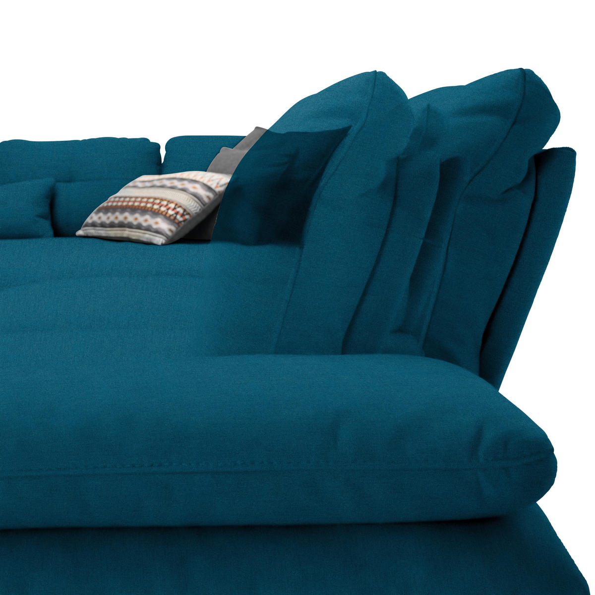 ECKSOFA in Flachgewebe Dunkelblau  - Schwarz/Dunkelblau, Design, Textil/Metall (271/344cm) - Chilliano