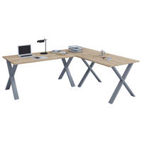 ECKSCHREIBTISCH 220/80/76 cm  in Silberfarben, Sonoma Eiche  - Silberfarben/Sonoma Eiche, Modern, Holzwerkstoff/Metall (220/80/76cm) - MID.YOU