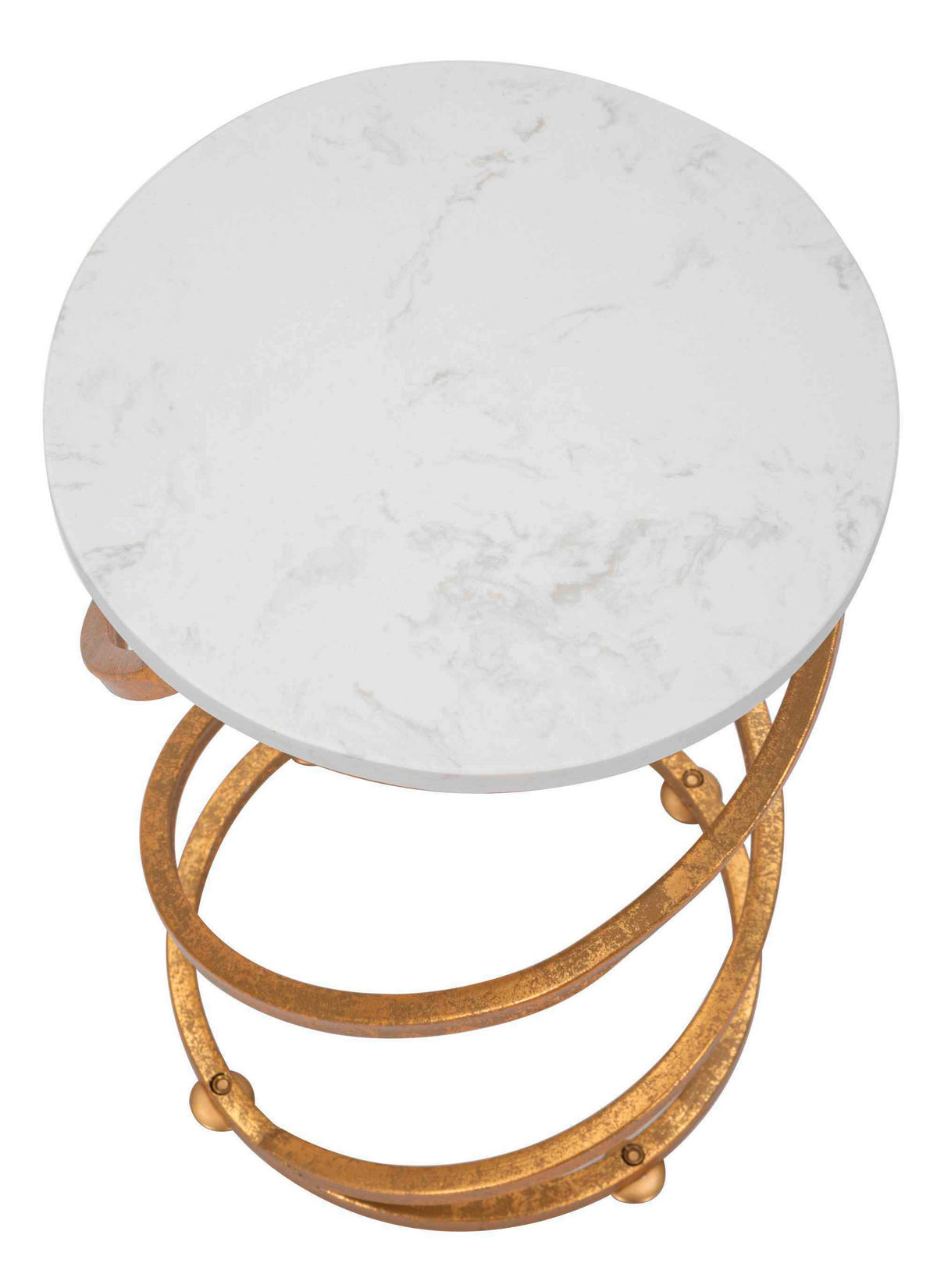 COUCHTISCH Weiß, Goldfarben  - Goldfarben/Weiß, Basics, Stein/Metall (27,5/47,5/27,5cm)