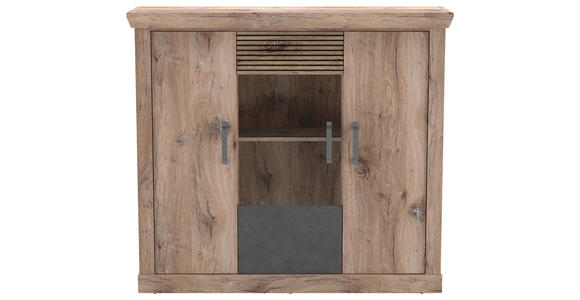 HIGHBOARD in 133,9/120/40 cm - Eichefarben/Anthrazit, KONVENTIONELL, Glas/Holzwerkstoff (133,9/120/40cm) - Carryhome