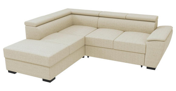 ECKSOFA  in Flachgewebe Beige  - Beige/Schwarz, KONVENTIONELL, Kunststoff/Textil (220/266cm) - Carryhome