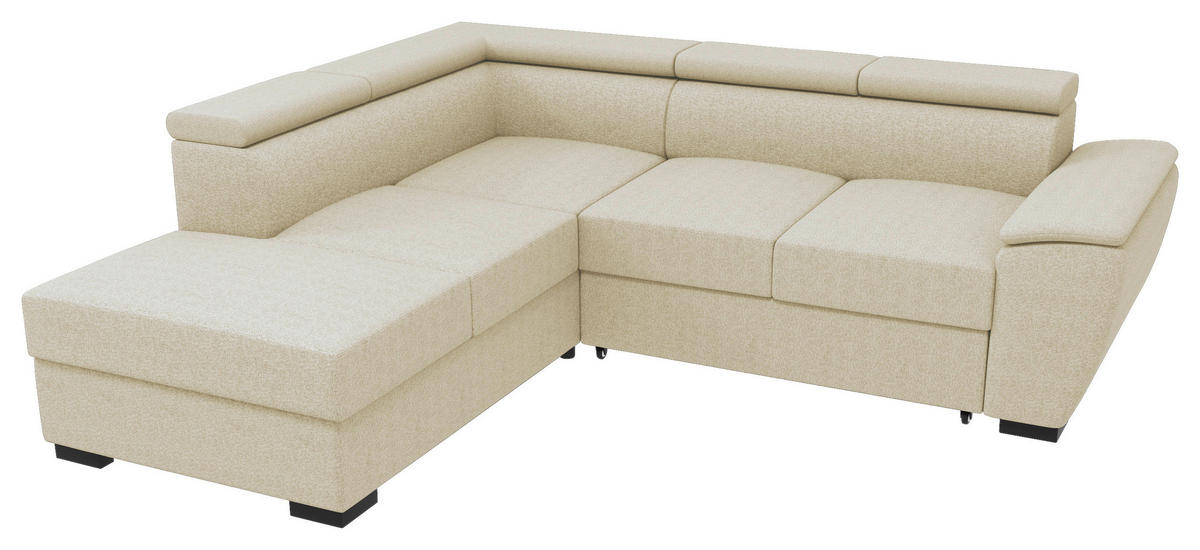 ECKSOFA Beige Flachgewebe  - Beige/Schwarz, KONVENTIONELL, Kunststoff/Textil (220/266cm) - Carryhome