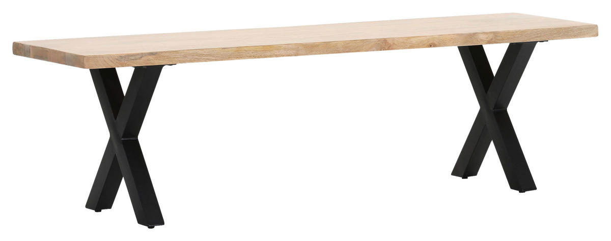 SITZBANK 160/45/40 cm Naturfarben Mangoholz massiv Metall  - Schwarz/Naturfarben, LIFESTYLE, Holz/Metall (160/45/40cm) - Landscape