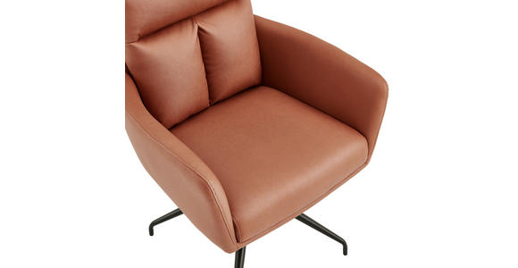 ARMLEHNSTUHL in Eisen Mikrofaser - Cognac/Schwarz, Design, Textil/Metall (62/89,5/65cm) - Novel