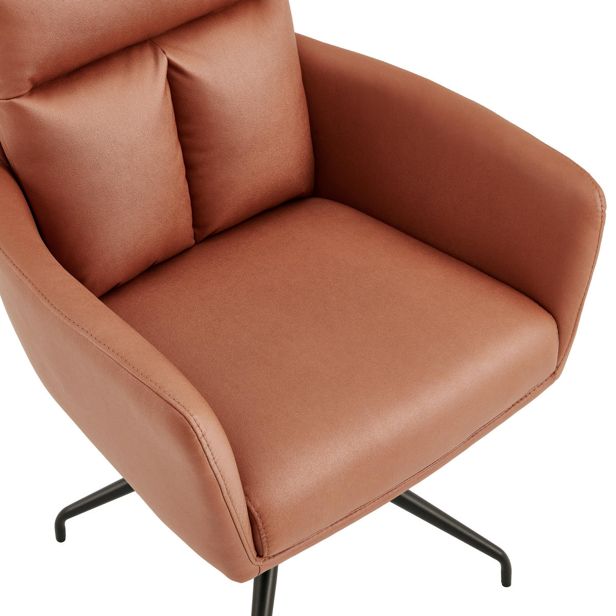 ARMLEHNSTUHL  in Eisen Mikrofaser  - Cognac/Schwarz, Design, Textil/Metall (62/89,5/65cm) - Novel