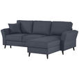 ECKSOFA in Velours Dunkelgrau  - Dunkelgrau/Schwarz, KONVENTIONELL, Holz/Textil (244/159cm) - Carryhome