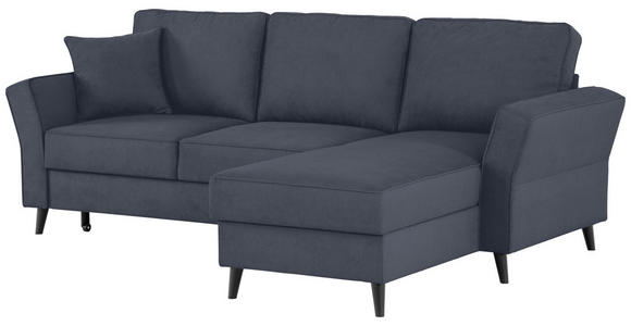 ECKSOFA in Velours Dunkelgrau  - Dunkelgrau/Schwarz, KONVENTIONELL, Holz/Textil (244/159cm) - Carryhome