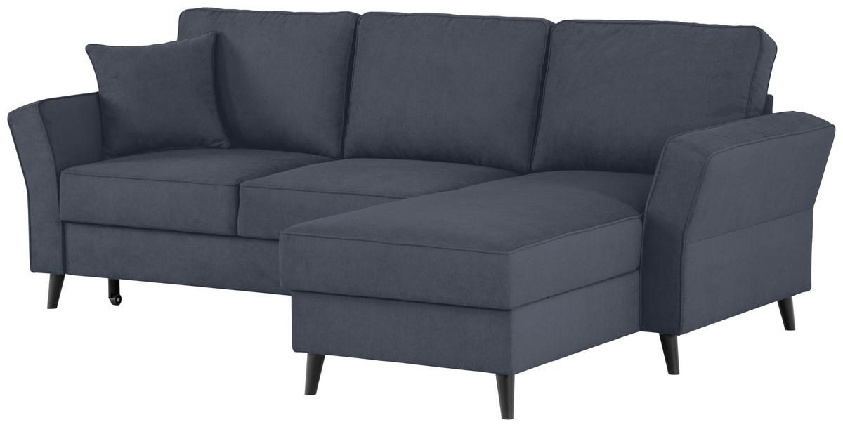 ECKSOFA in Velours Dunkelgrau  - Dunkelgrau/Schwarz, Konventionell, Holz/Textil (244/159cm) - Carryhome