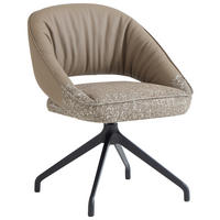 ARMLEHNSTUHL  Sitzfläche 360° drehbar, automatische Rückholfunktion Webstoff Echtleder  Schwarz, Beige  - Beige/Schwarz, Design, Leder/Textil (61/81/66cm) - Dieter Knoll