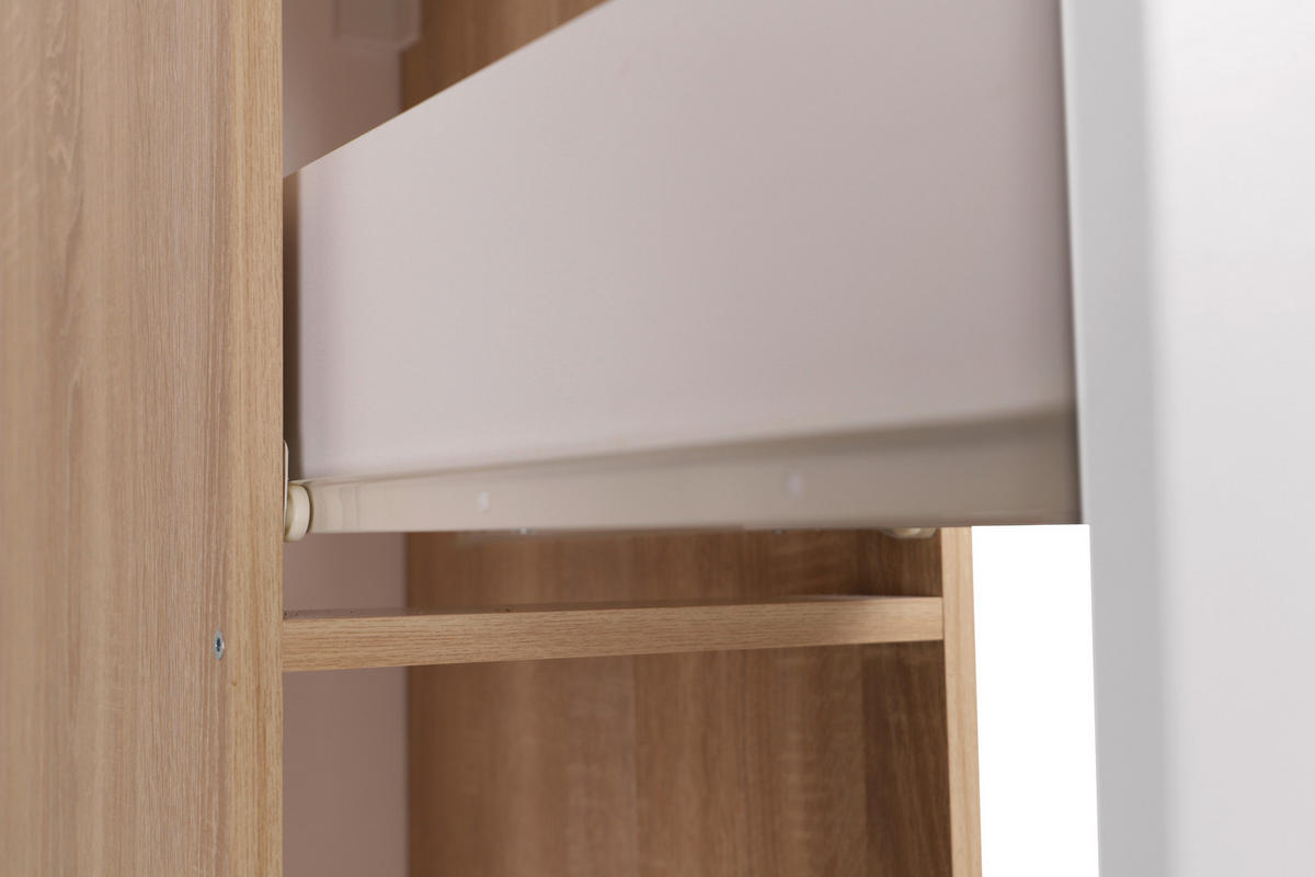 APOTHEKERSCHRANK 30/144,8/60 cm  in Weiß, Eichefarben  - Eichefarben/Silberfarben, Basics, Holzwerkstoff/Metall (30/144,8/60cm) - Respekta