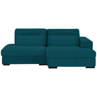 ECKSOFA in Cord, Velours Petrol  - Petrol/Schwarz, Design, Kunststoff/Textil (223/158cm) - Lomoco