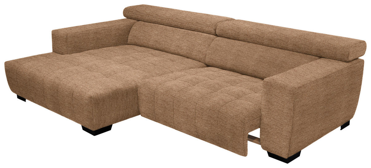 ECKSOFA in Webstoff Orange  - Schwarz/Orange, Konventionell, Textil/Metall (182/279cm) - Hom`in