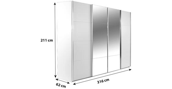 Schwebetürenschrank Bensheim B:316cm Weiß Dekor/ Spiegel - Weiß, MODERN, Holzwerkstoff (316/211/62cm) - James Wood