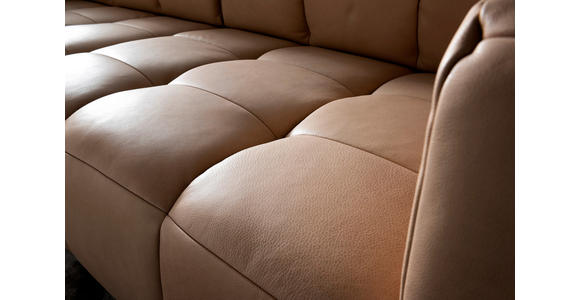 ECKSOFA in Echtleder Hellbraun 244/255 cm - Hellbraun/Schwarz, Design, Leder/Metall (244/255cm) - Emilio Belluti