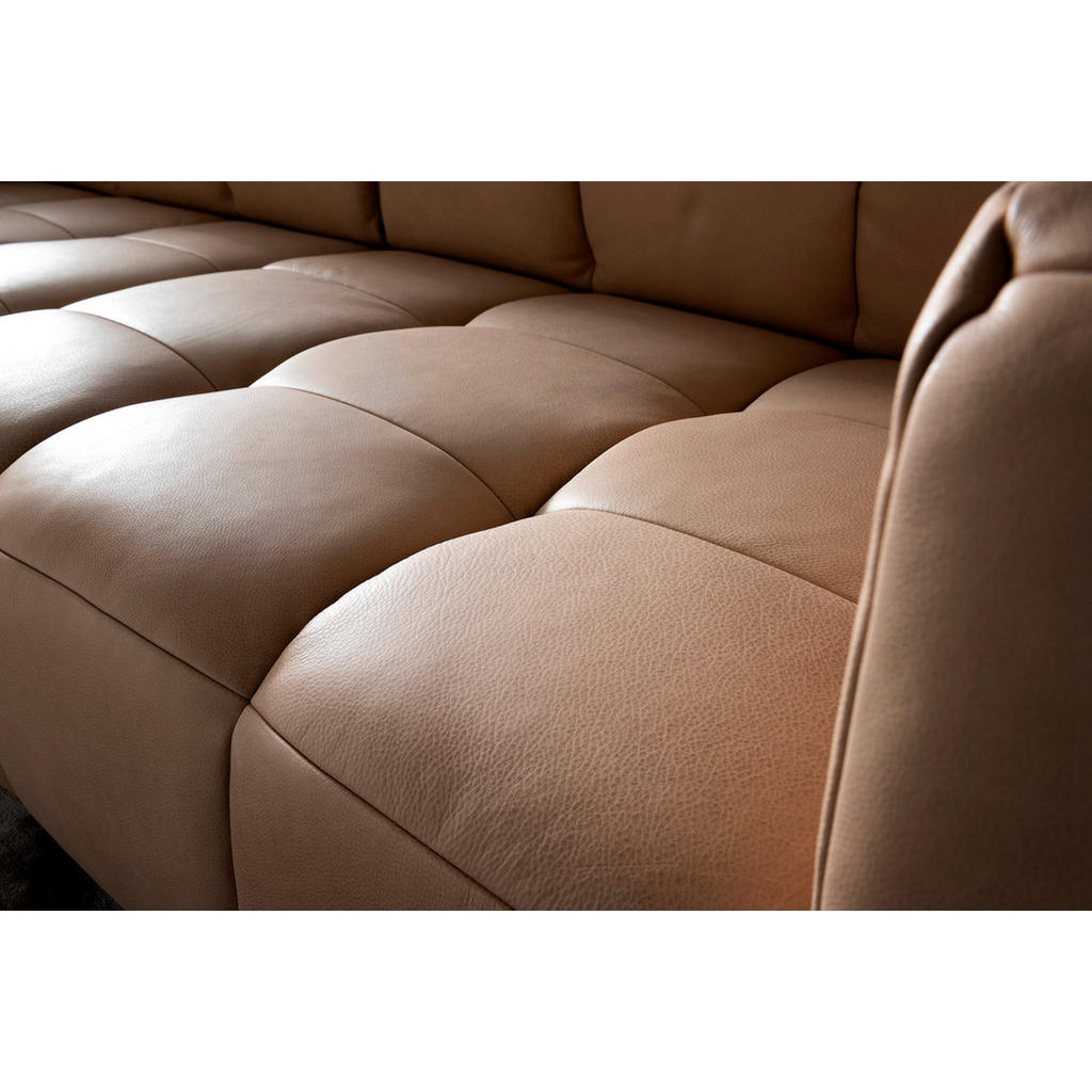 Thumbnail - Emilio Belluti Ecksofa, Hellbraun, Leder, Echtleder, Semi-Anilinleder, Ottomane rechts, L-Form, 255x244 cm, Made in EU, ...