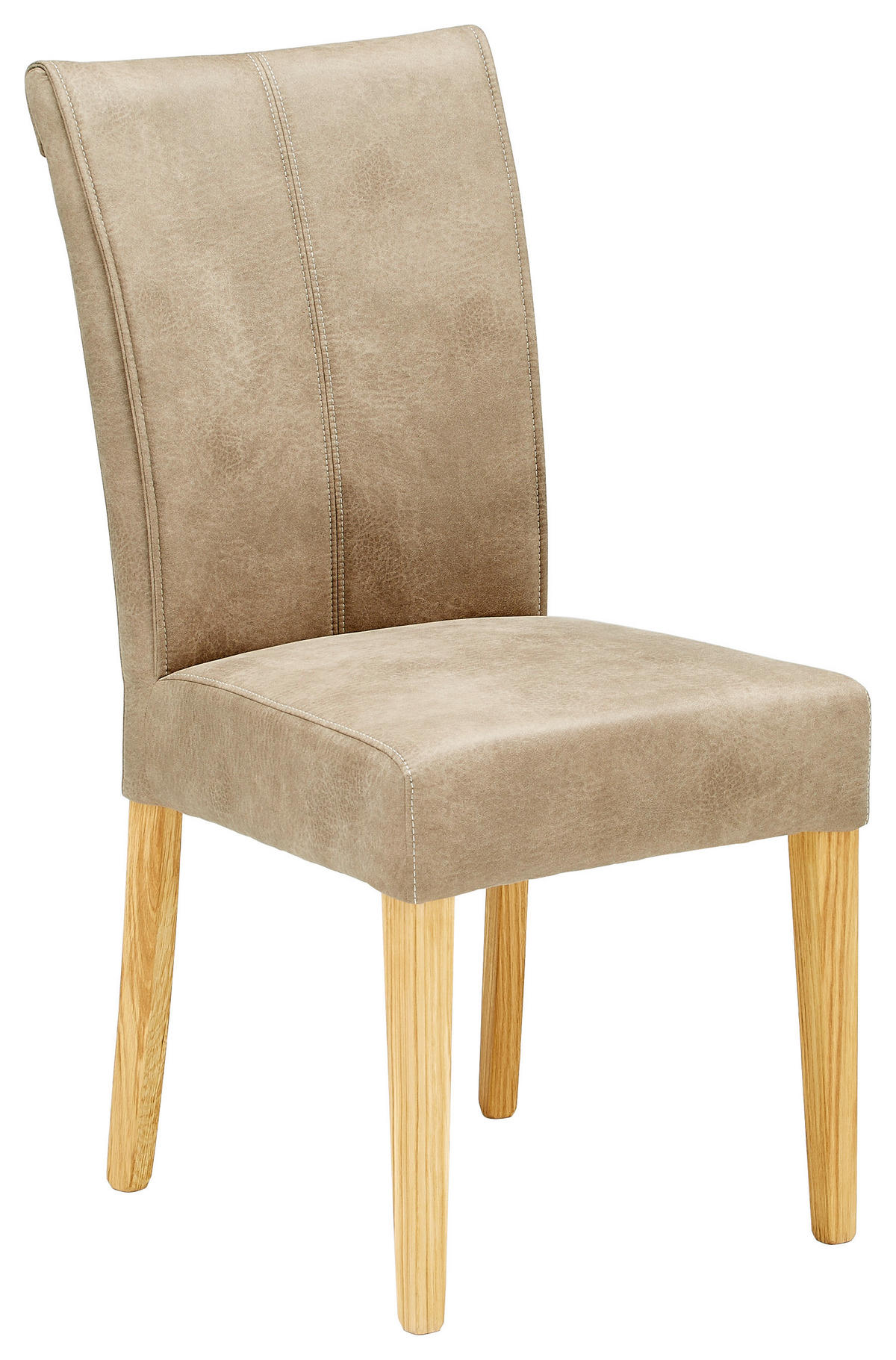 STUHL  in Mikrofaser Textil  - Hellbraun/Eichefarben, Natur, Holz/Textil (48/97/61cm) - Valdera