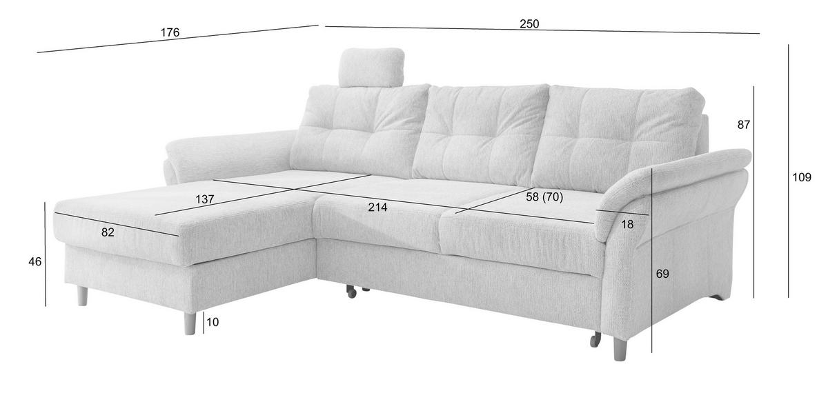 ECKSOFA Beige Chenille  - Beige/Naturfarben, MODERN, Holz/Textil (176/250cm) - Livetastic