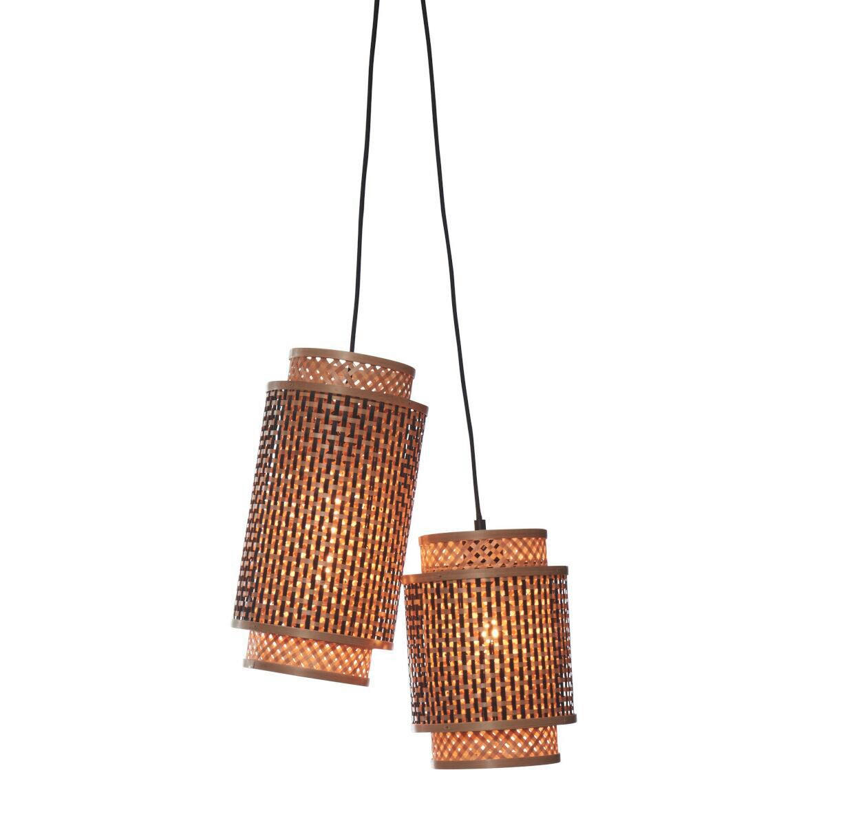 HÄNGELEUCHTE GOOD&MOJO  38/18/45 cm   - Schwarz/Naturfarben, Trend, Holz (38/18/45cm) - Good & Mojo