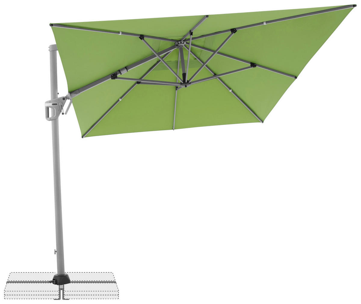AMPELSCHIRM 350x260 cm Hellgrün  - Silberfarben/Hellgrün, Basics, Textil/Metall (350/260cm) - Doppler