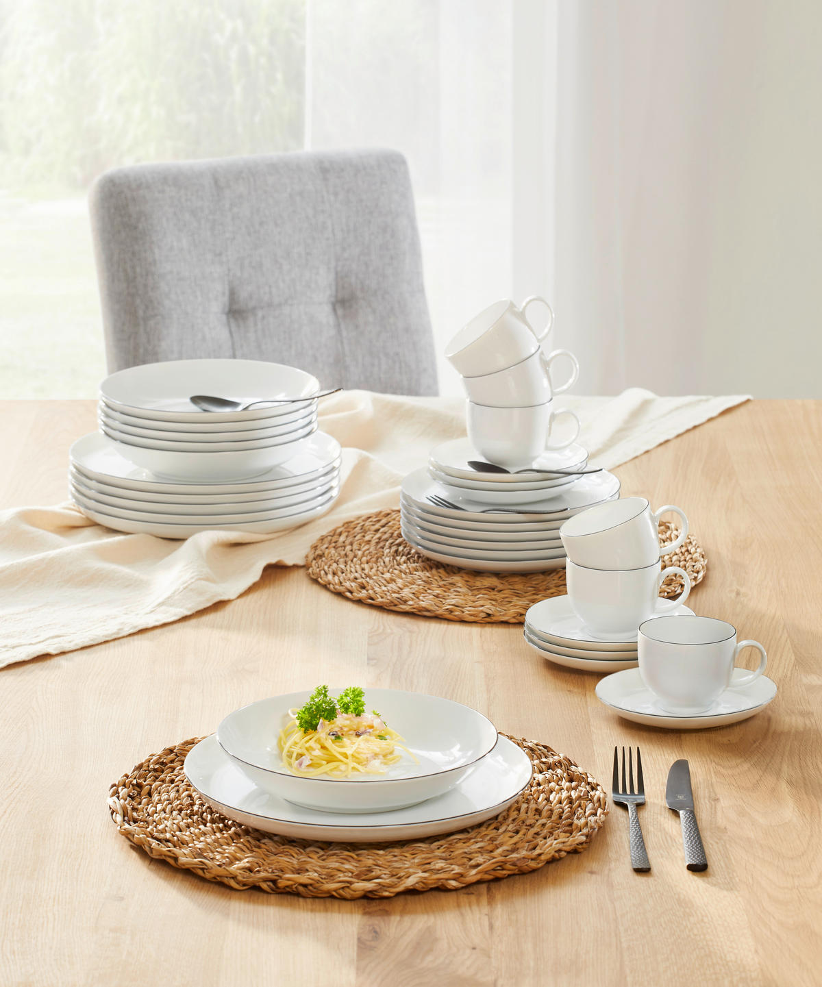 KOMBINOVANÝ SERVIS, 30-dielne, porcelán - čierna/biela, Basics, keramika - Seltmann Weiden