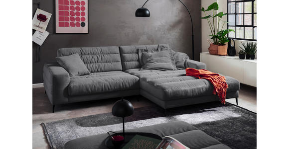 ECKSOFA in Cord Dunkelgrau  - Dunkelgrau/Schwarz, Design, Textil/Metall (296/207cm) - Dieter Knoll