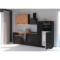 KUHINJSKI BLOK BREZ APARATOV - črna/hrast artisan, Design, umetna masa/leseni material (280cm) - P & B