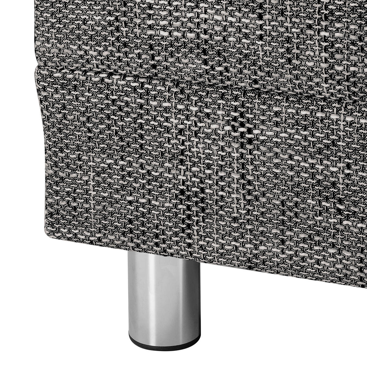ECKSOFA in Struktur Schwarz  - Chromfarben/Schwarz, Design, Textil/Metall (200/144cm) - MID.YOU