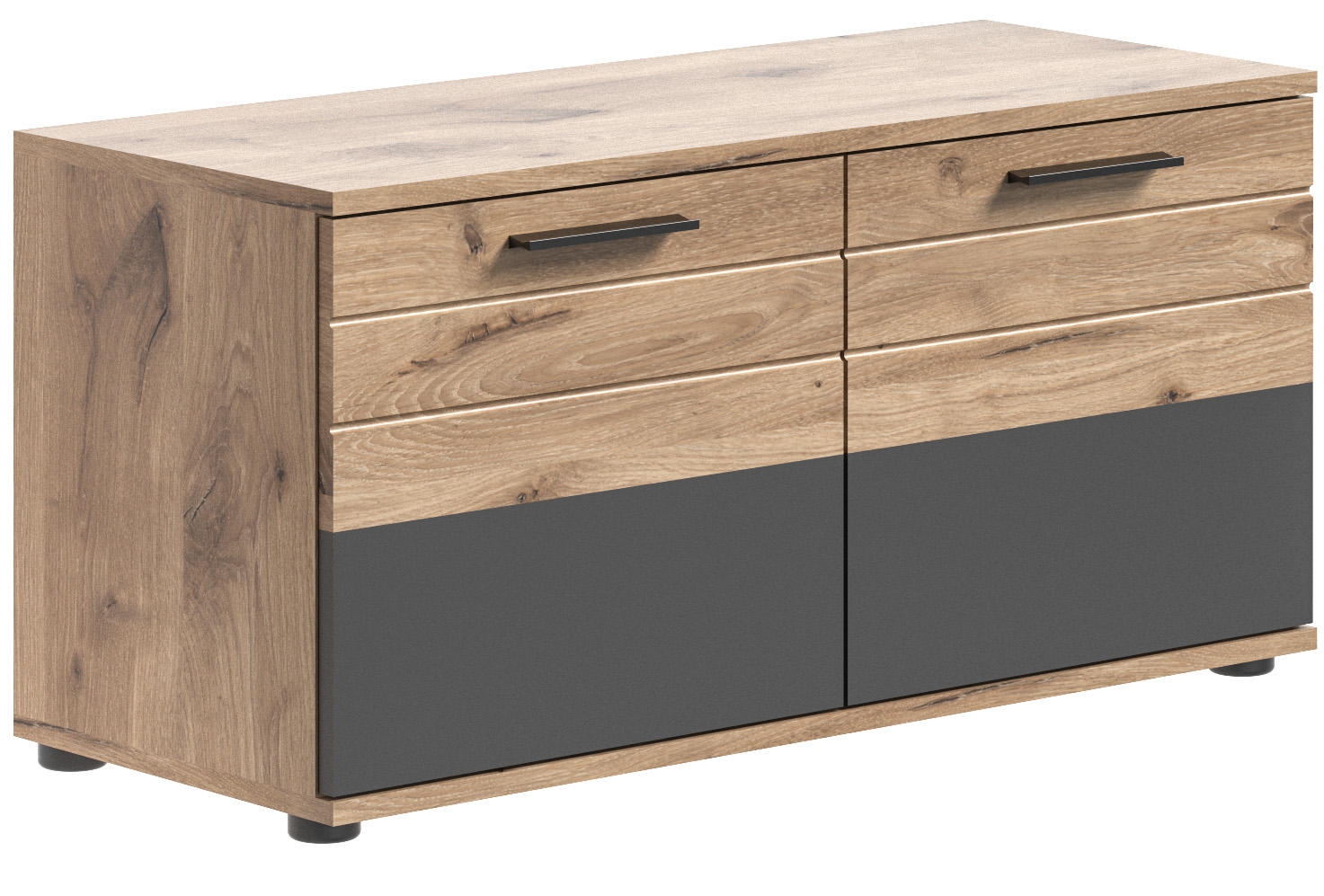 GARDEROBENBANK Grau, Eichefarben  - Eichefarben/Schwarz, MODERN, Kunststoff (90/45/37cm) - MID.YOU