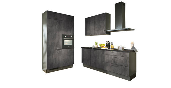 ECKKÜCHE 120/220 cm in Graphitfarben, Schwarz - Chromfarben/Schwarz, Design, Holzwerkstoff/Metall (120/220cm) - Xora
