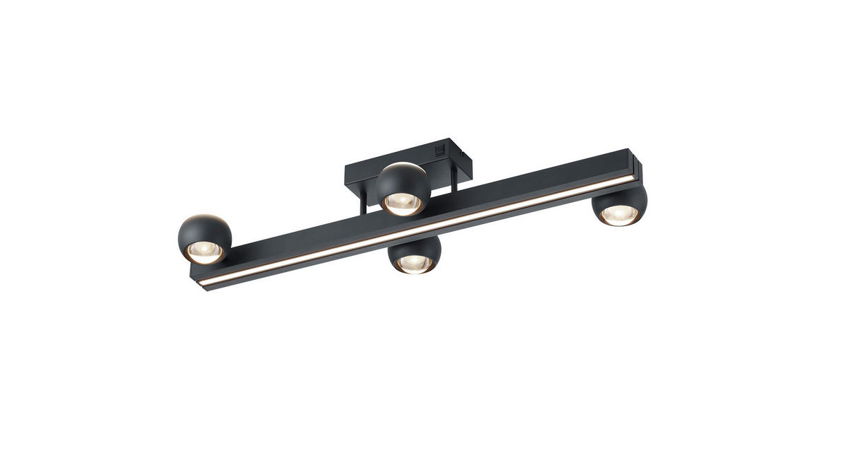 LED-DECKENLEUCHTE Cannon 133,5/17/29 cm   - Schwarz, KONVENTIONELL, Metall (133,5/17/29cm) - Musterring