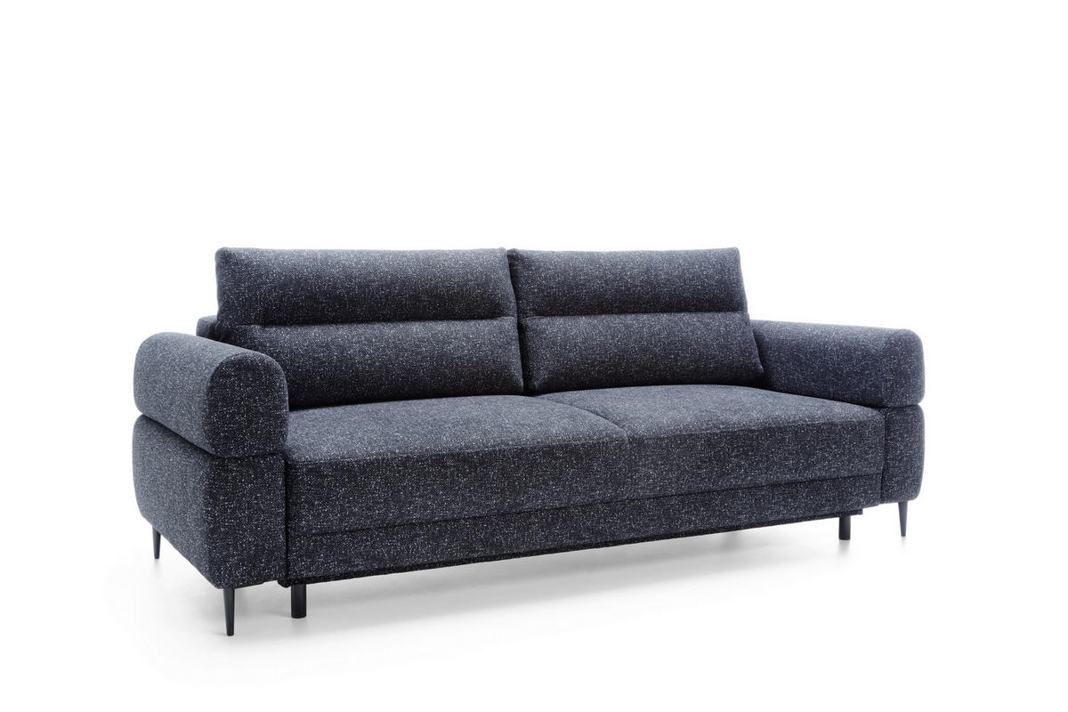 SCHLAFSOFA Nordic in Velours Blau  - Blau/Schwarz, Basics, Textil/Metall (232/94/102cm) - Livetastic