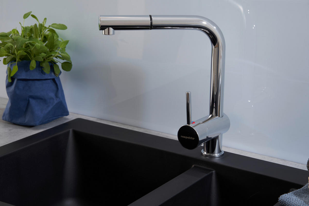 SPÜLE 1712DENVER100X50S  - Schwarz, Trend, Glas/Kunststoff (100/20/50cm) - Respekta