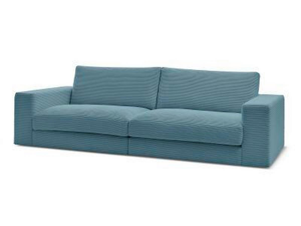 3-SITZER-SOFA LEONARD Cord Hellblau  - Schwarz/Hellblau, MODERN, Kunststoff/Textil (274/77/109cm)