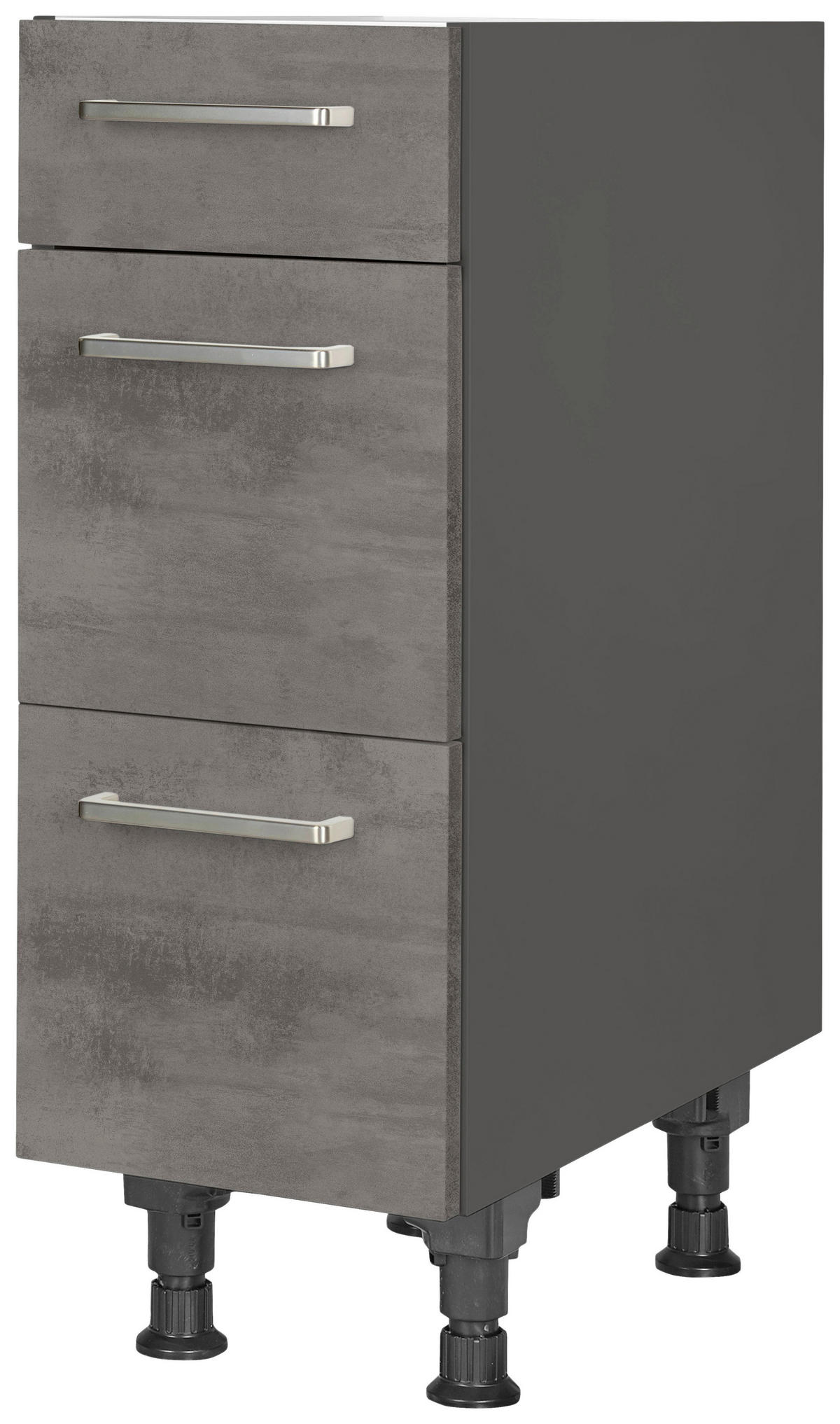 SCHUBKASTENUNTERSCHRANK 30/87/56 cm  in Schieferfarben  - Schieferfarben/Edelstahlfarben, MODERN, Holzwerkstoff/Metall (30/87/56cm) - Nobilia