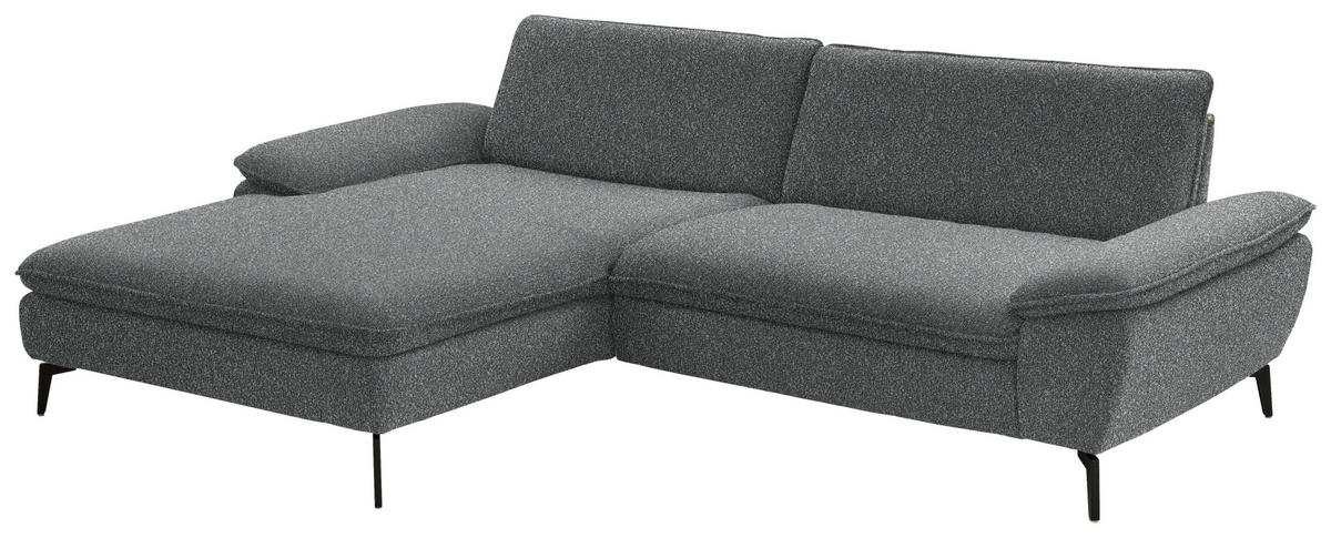 ECKSOFA in Webstoff Anthrazit  - Anthrazit/Schwarz, Design, Textil/Metall (197/295cm) - Valdera
