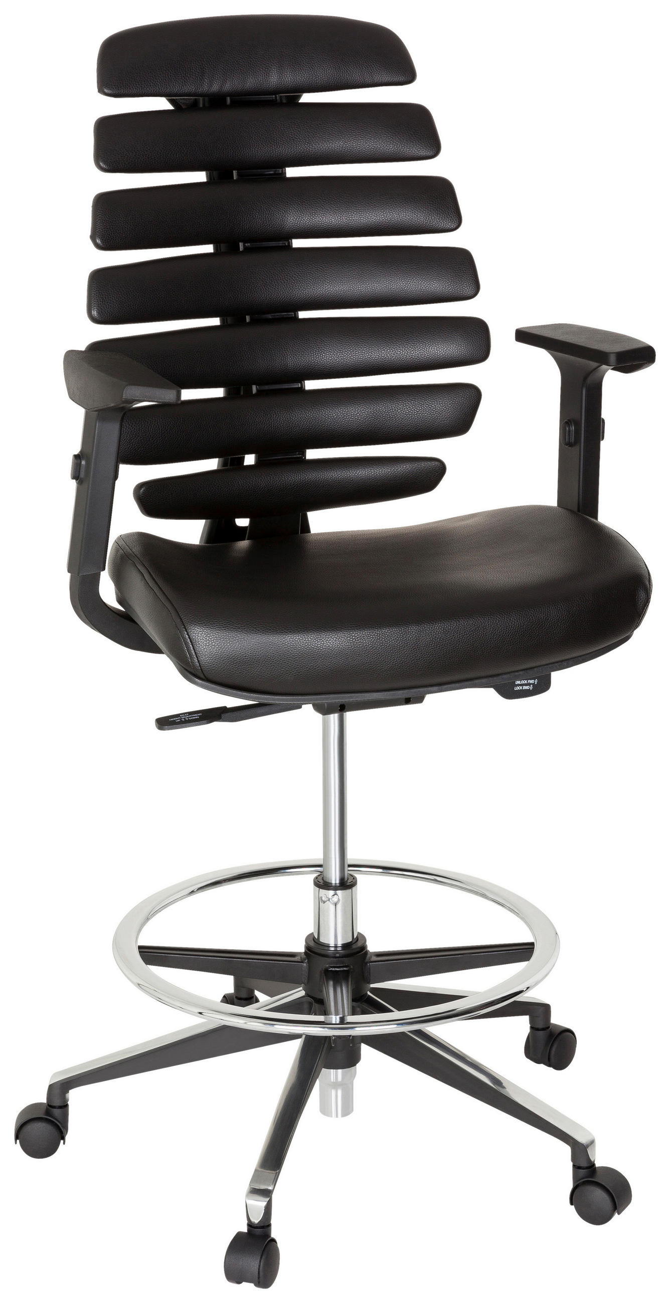 DREHSTUHL Schwarz  - Alufarben/Schwarz, MODERN, Leder/Kunststoff (62/131/65cm) - MID.YOU