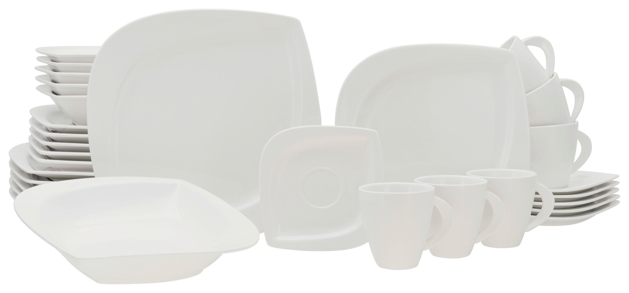 KOMBINOVANÁ SOUPRAVA, 30dílné, porcelán - bílá, keramika - Creatable