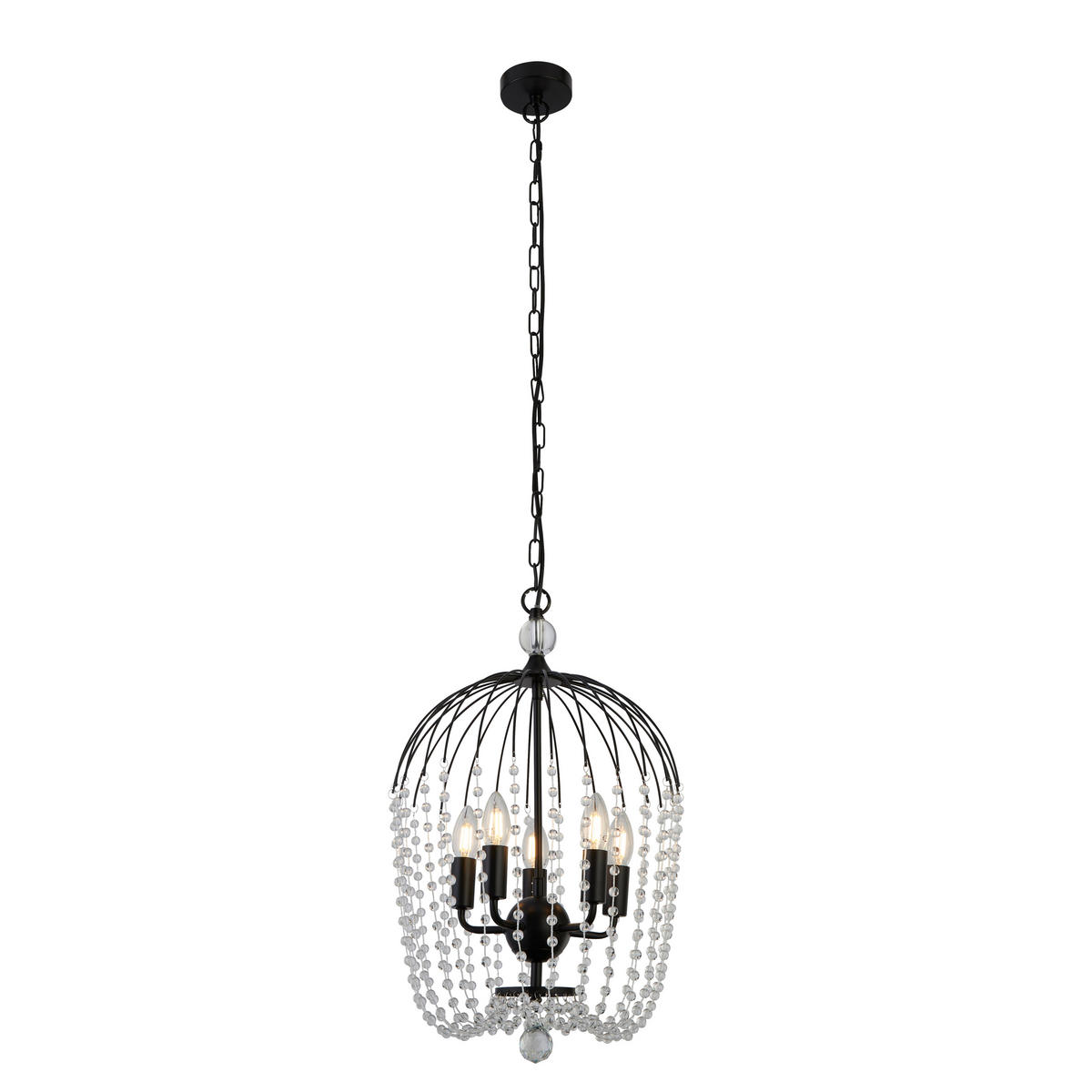 KRISTALNA VISEČA SVETILKA - črna, Design, kovina/steklo (36/150cm)