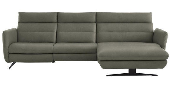 ECKSOFA in Echtleder Grau  300/157 cm  - Schwarz/Grau, Design, Leder/Metall (300/157cm) - Dieter Knoll
