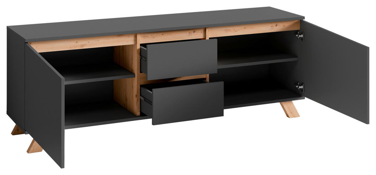 LOWBOARD  in 160/55/38 cm  - Anthrazit/Eiche Artisan, Design, Holzwerkstoff (160/55/38cm) - Livetastic