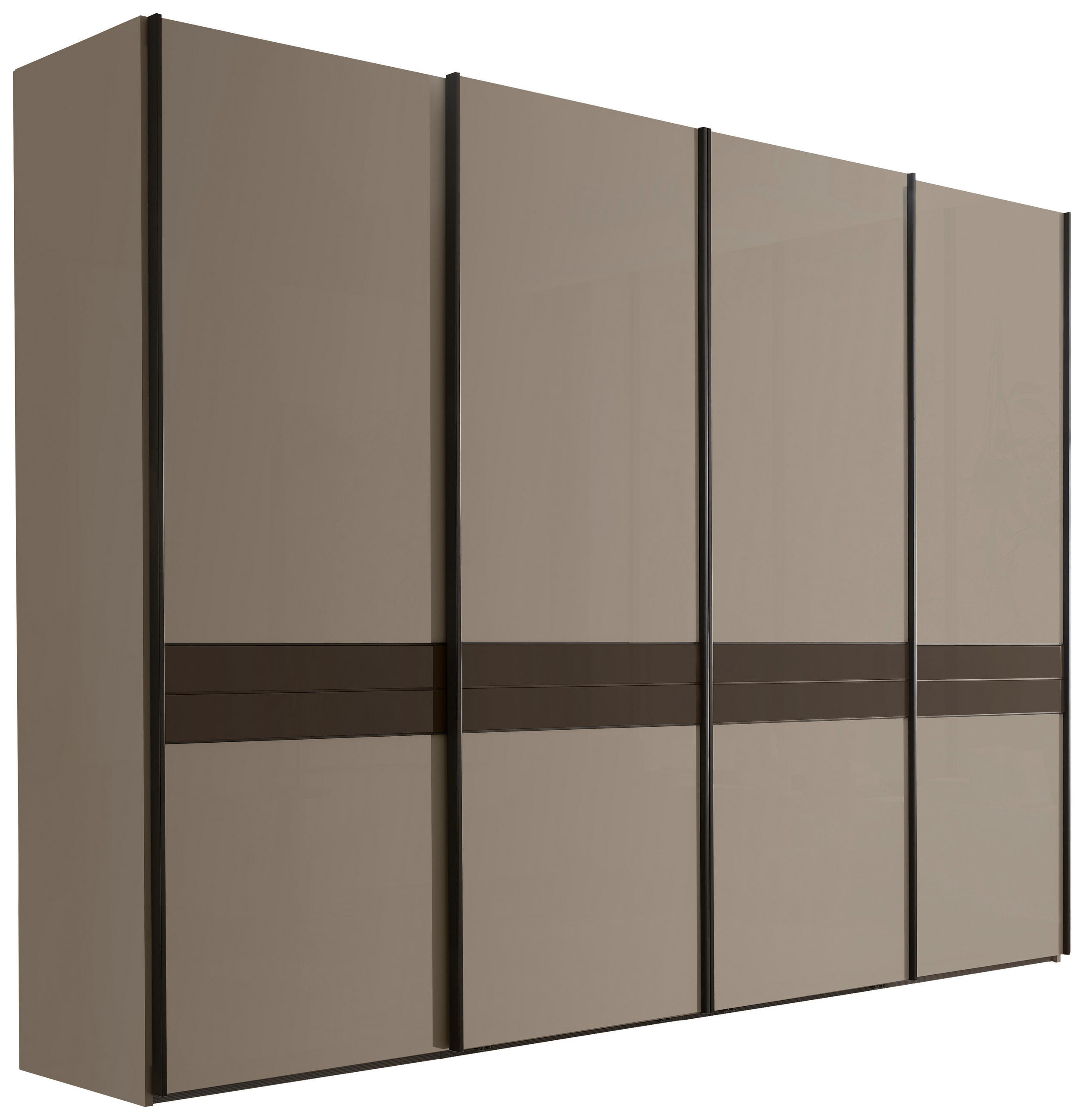 SCHWEBETÜRENSCHRANK 330/236/67 cm 4-türig Schieferfarben, Graubraun  - Schieferfarben/Graubraun, KONVENTIONELL, Glas/Holzwerkstoff (330/236/67cm) - Novel