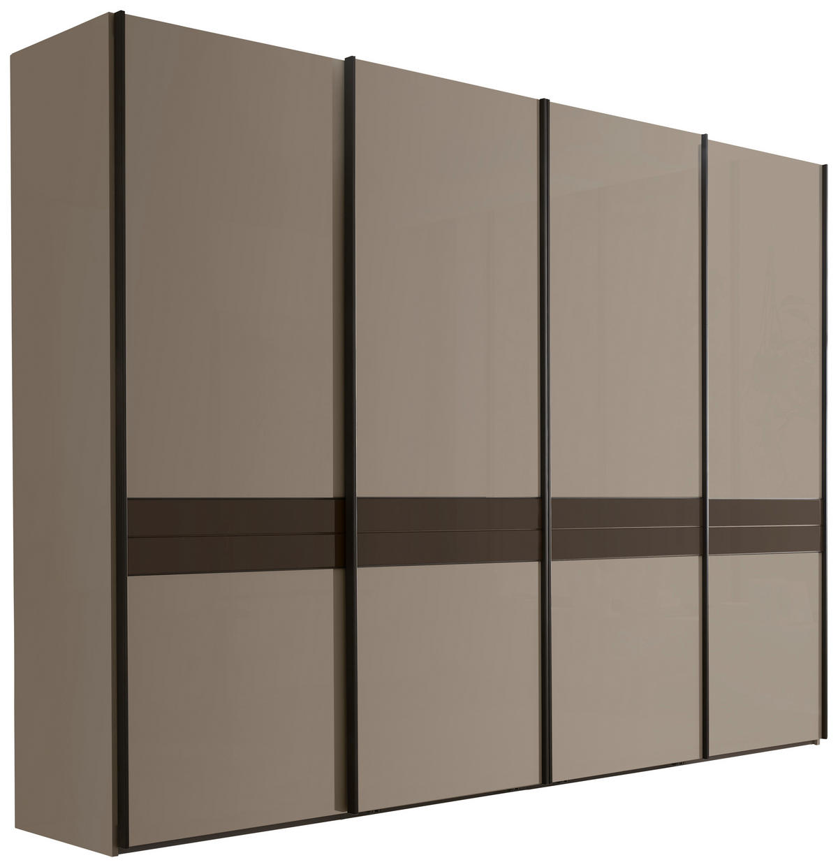 SCHWEBETÜRENSCHRANK Schieferfarben, Graubraun  - Schieferfarben/Graubraun, Konventionell, Glas/Holzwerkstoff (330/236/67cm) - Novel