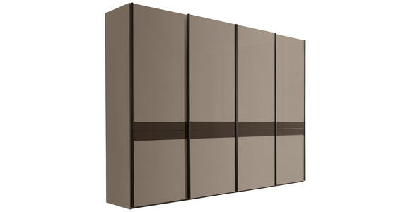 SCHWEBETÜRENSCHRANK  in Schieferfarben, Graubraun  - Schieferfarben/Graubraun, KONVENTIONELL, Glas/Holzwerkstoff (330/236/67cm) - Novel