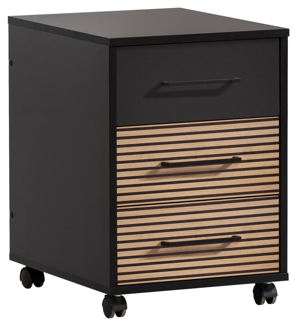 ROLLCONTAINER Schwarz  - Schwarz/Eiche Artisan, MODERN, Holzwerkstoff/Kunststoff (40,1/57/50cm) - MID.YOU