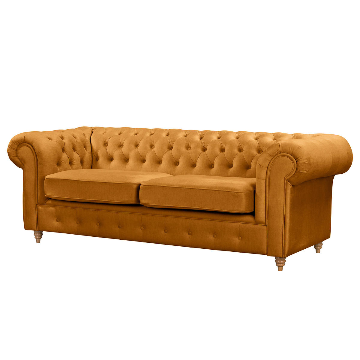 3-SITZER-SOFA Laura Mikrofaser Bernsteinfarben  - Bernsteinfarben/Braun, Design, Holz/Textil (218/75/91cm) - P & B