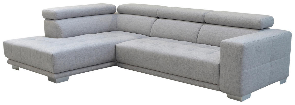 ECKSOFA in Chenille Hellgrau  - Chromfarben/Hellgrau, Design, Textil (207/301cm) - Xora