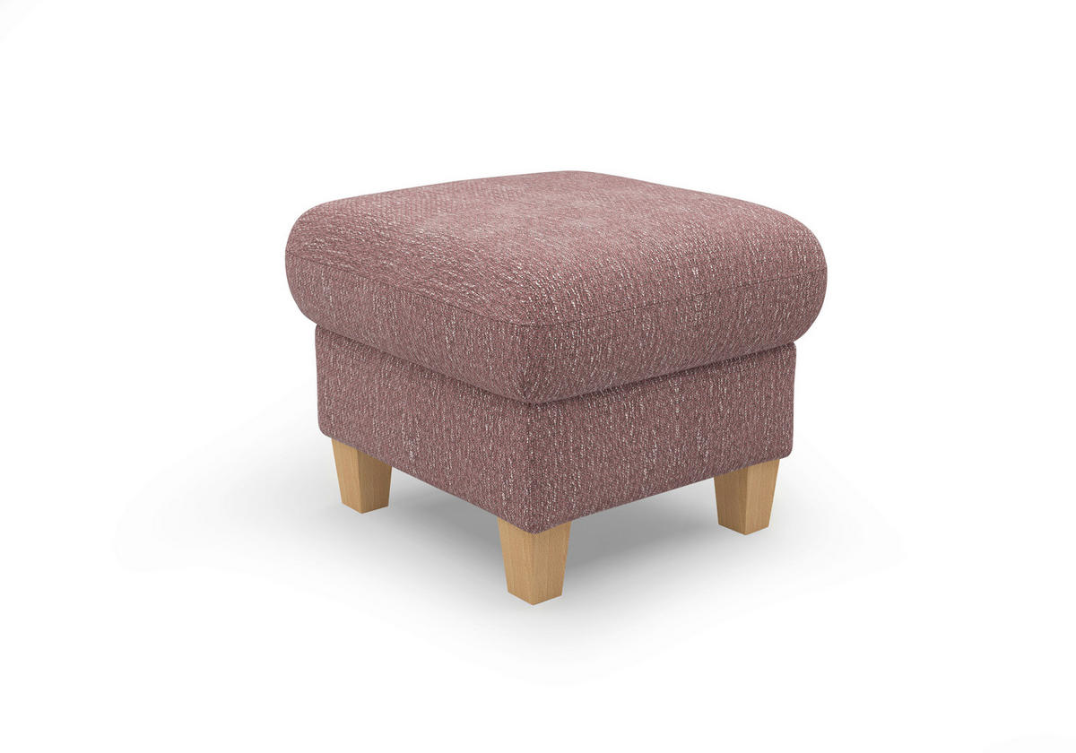 HOCKER GLENDALE E Chenille Aubergine  - Eichefarben/Aubergine, KONVENTIONELL, Holz/Textil (58/48/58cm) - Sit & More