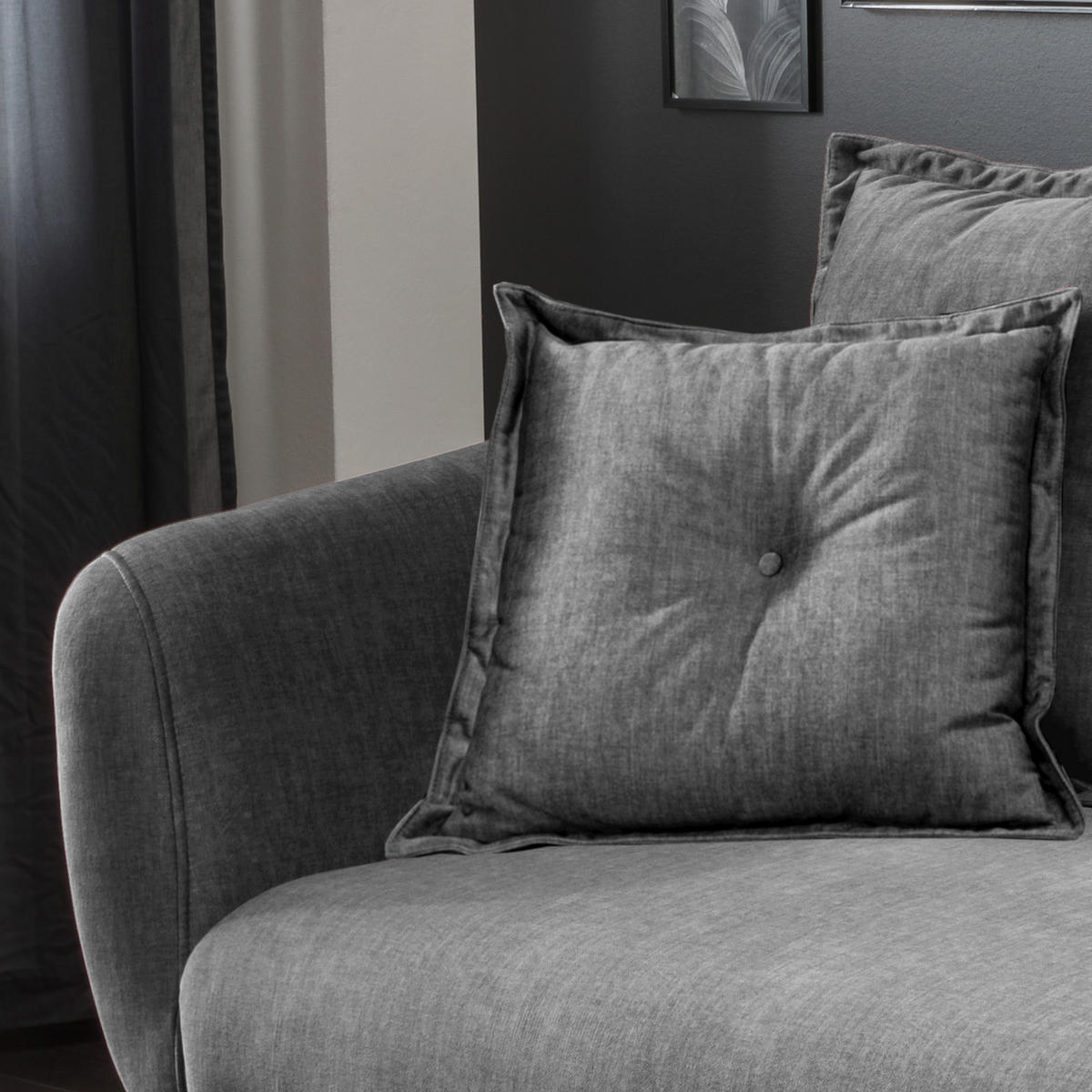 3-SITZER-SOFA Velours Grau  - Schwarz/Grau, MODERN, Holz/Textil (236/94/103cm) - Livetastic